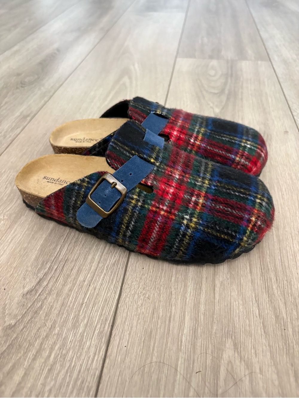 NWOT Sundance Wool Mules Women's Size 38/7 Plaid